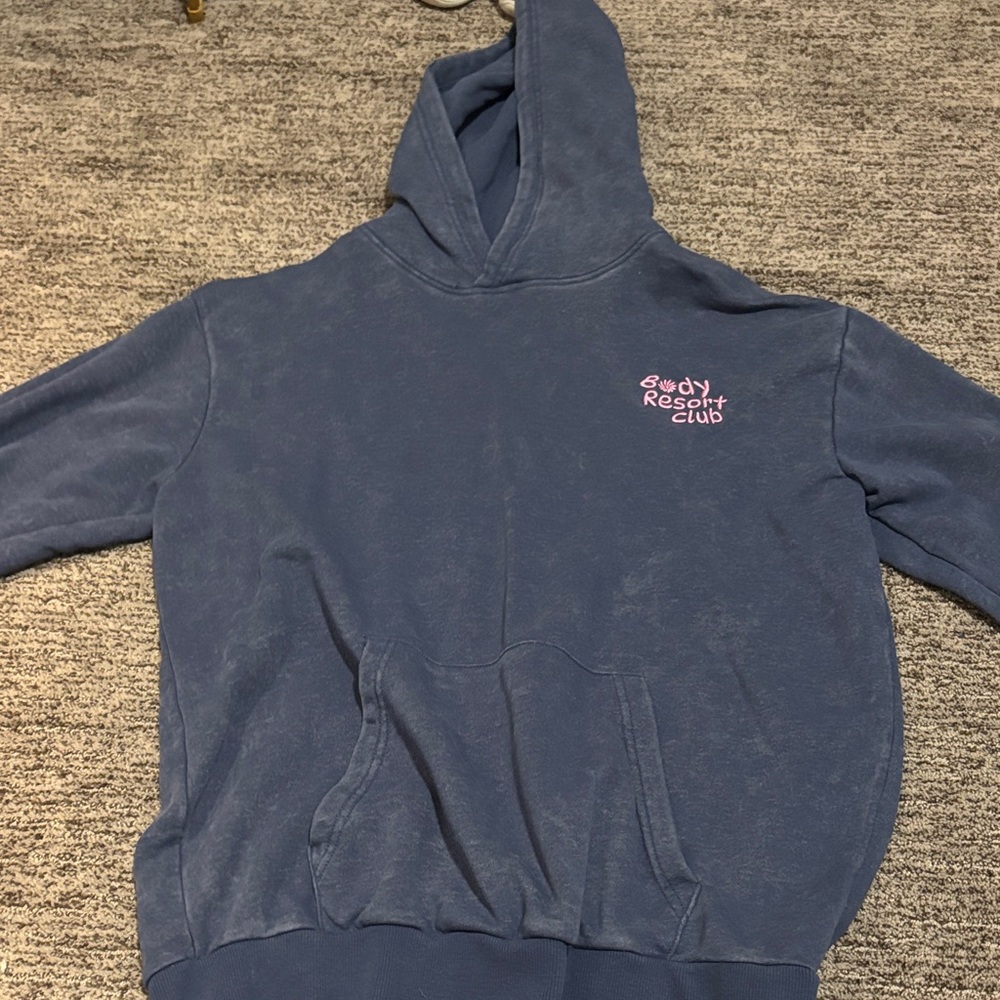 Cotton On Body Blue Hoodie Size Small | Resort Club Graphic Sweatshirt